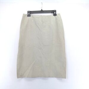 Nine West Women Light Gray Suede Leather Pencil Skirt Side Slit Size 8 RN 54050